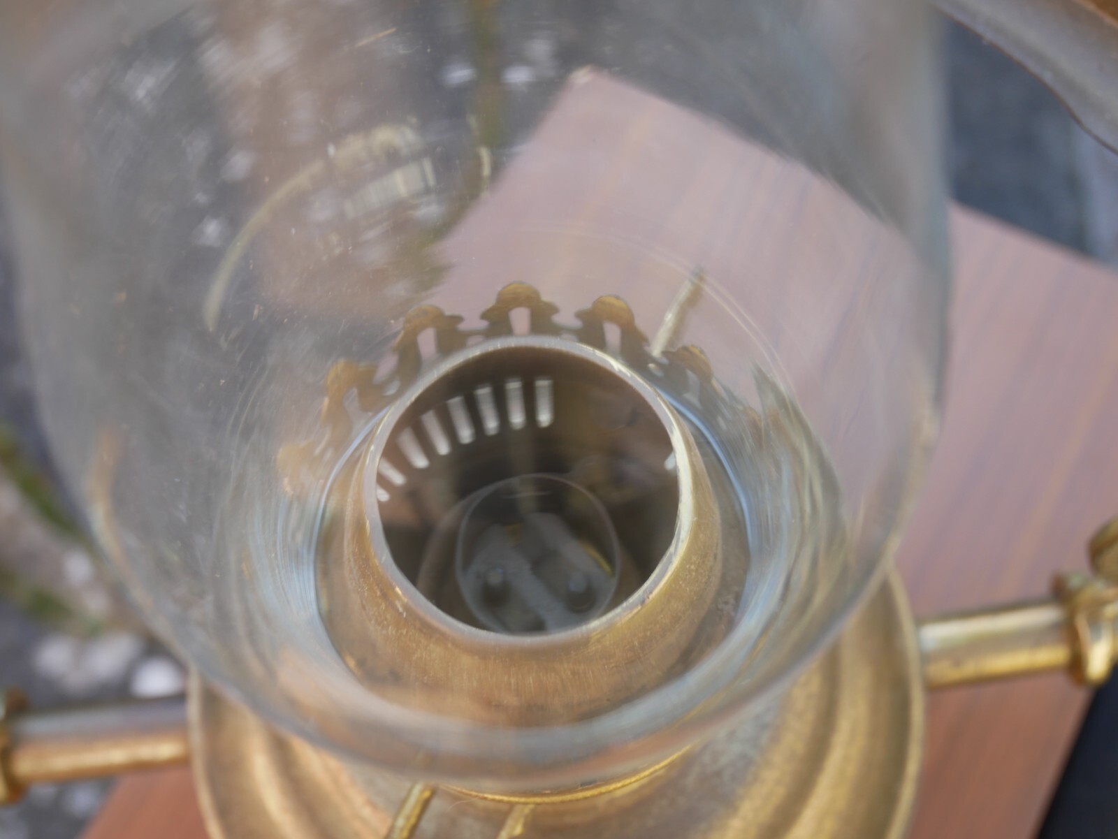 Art nouveau style hanging light, oil lamp conversion