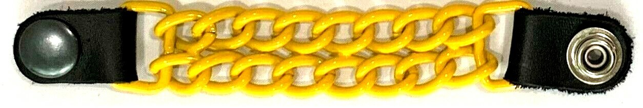 1 GLOSSY YELLOW POWDER COATED DOUBLE CHAIN MOTORCYCLE VEST EXTENDERS MADE IN USA