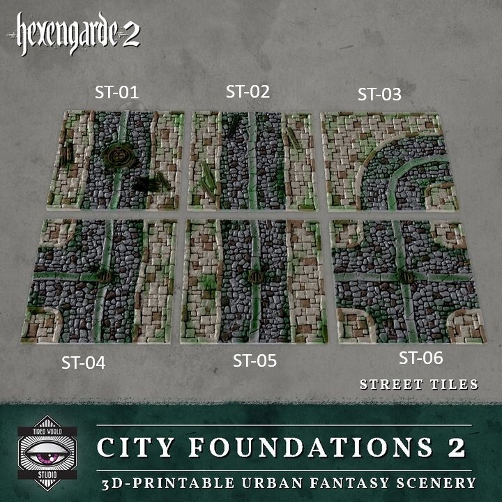 Hexengarde 2 Street Cobblestone Boardwalk BlankTOPPERS Mordheim D&D Terrain