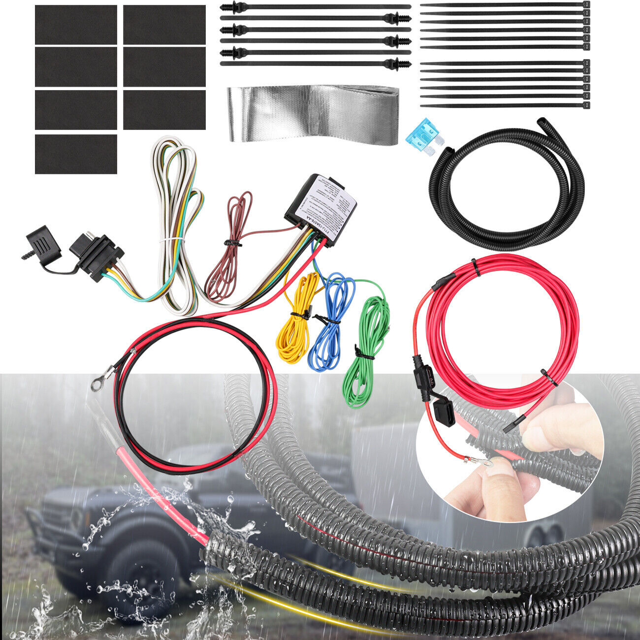 4 Pin Trailer Wiring Harness Kit For 2021-2024 Ford Bronco 2/4 D F150 F250 F350