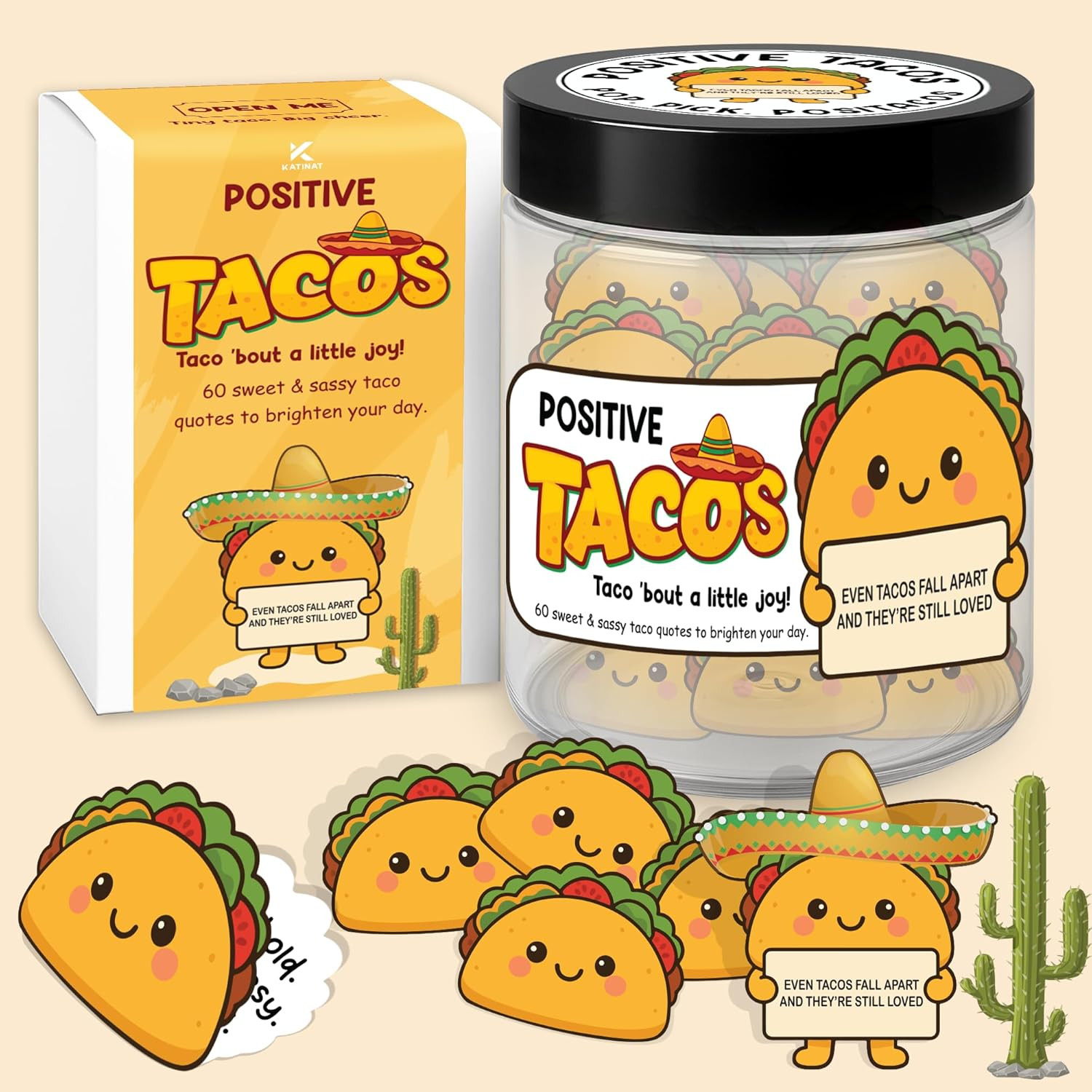 Positive Taco Jar 60 Positive Affirmation Cards Funny Birthday Gifts for Women M