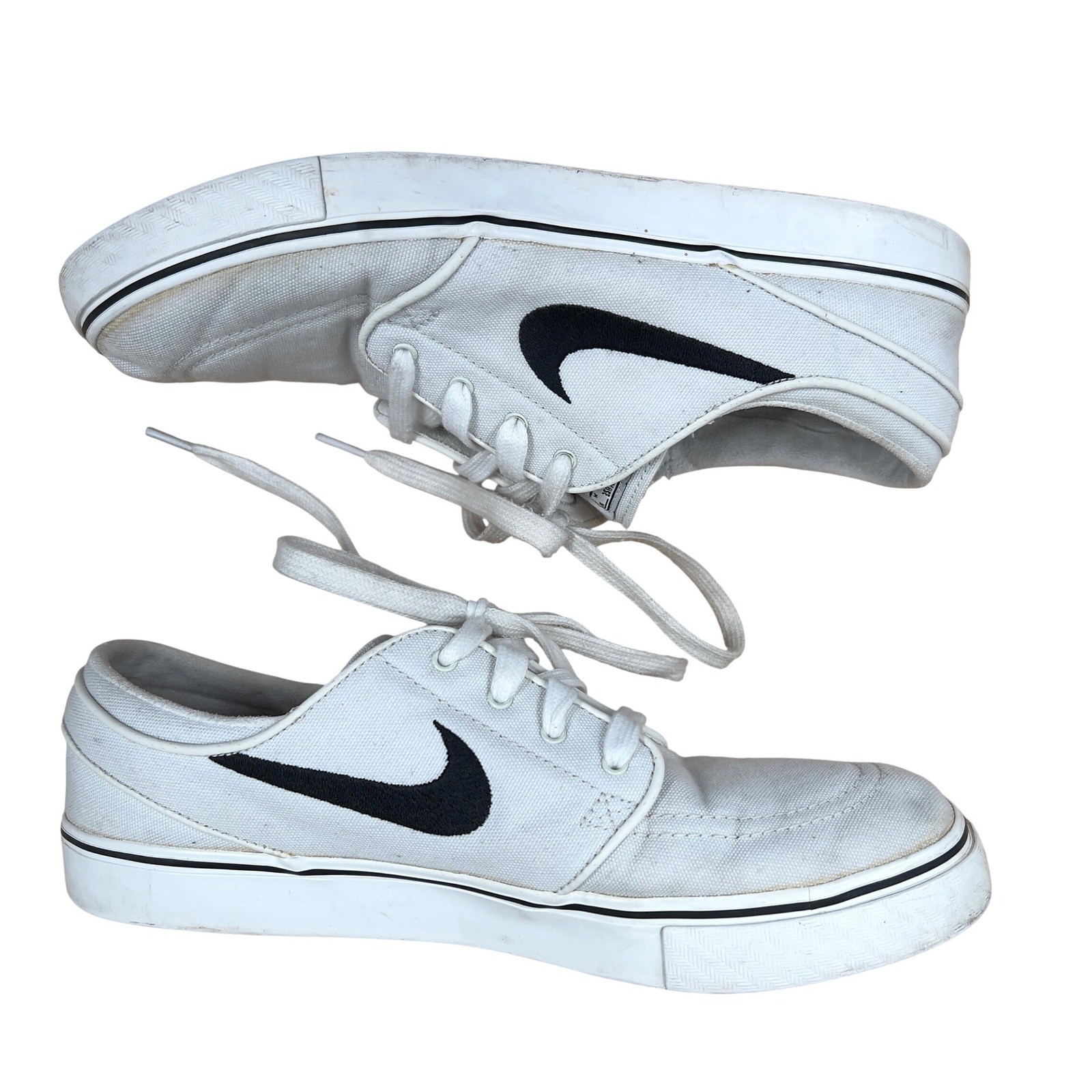Nike SB Zoom Stefan Janoski Canvas White Black Swoosh Skate Shoes Mens 8.5