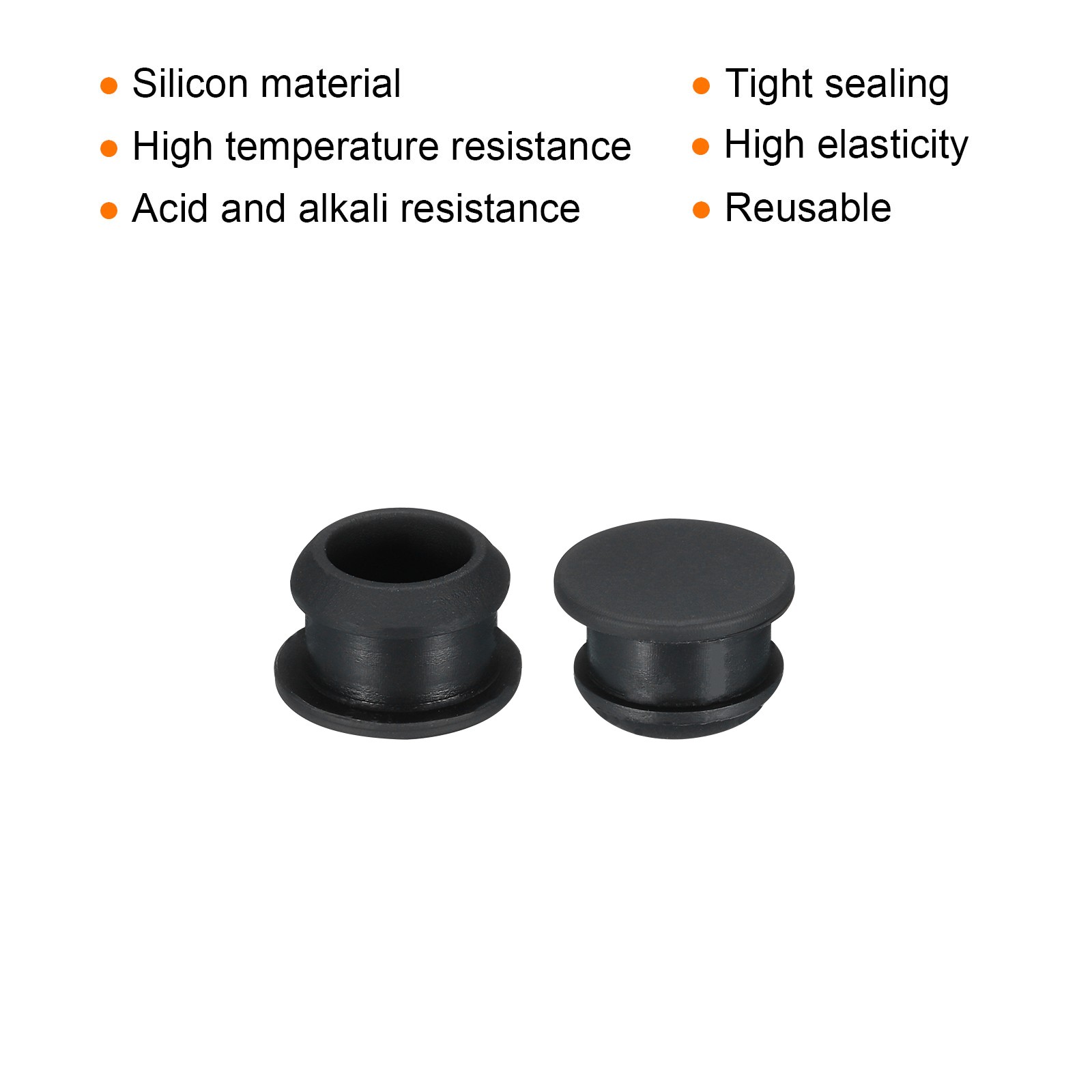 10pcs Silicone Hole Plugs Flush Type Panel Round Hole Plugs 13mm Diameter Black