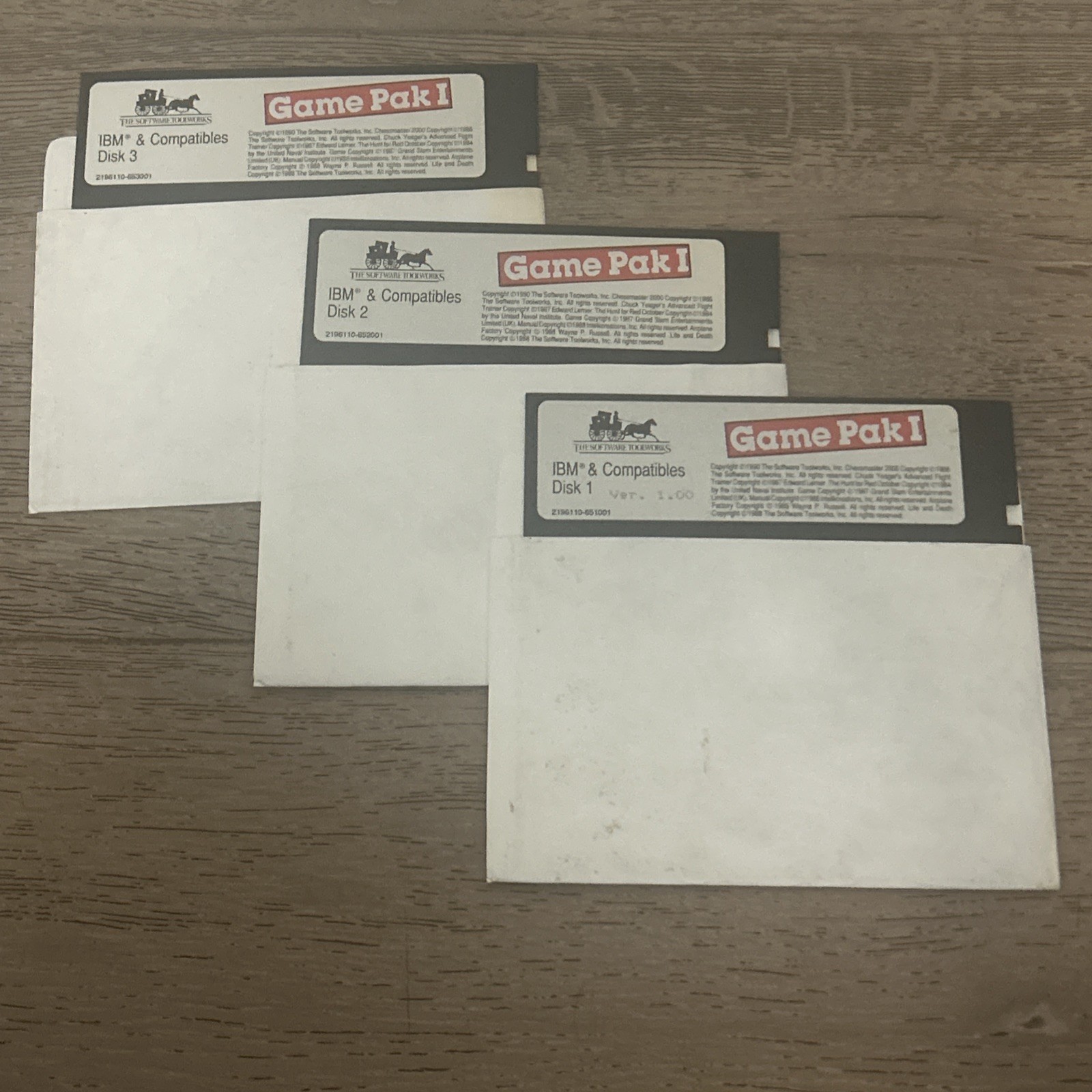 Vintage Software Toolworks Game Pak I IBM DOS Computer Software 5.25 Disks 1,2,3