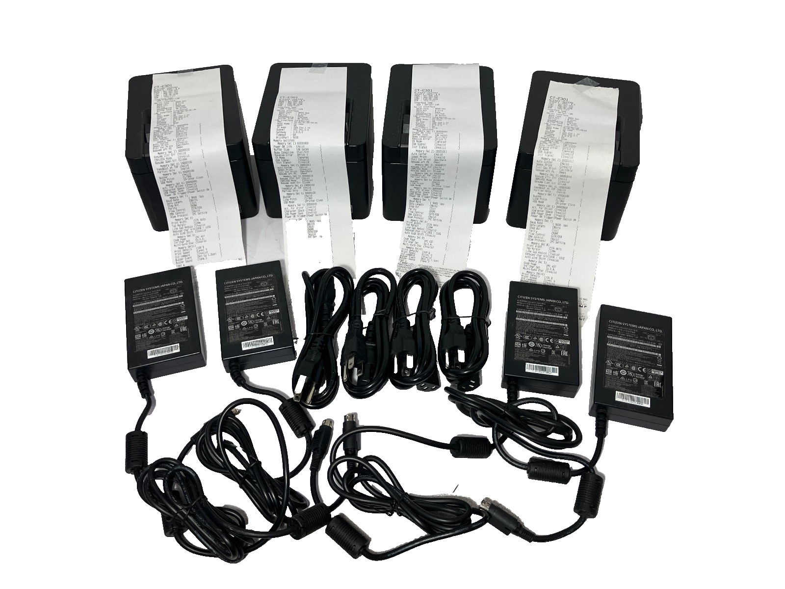 LOT of 4 CITIZEN SYSTEMS CT-E301 USB Ethernet RS-232C POS THERMAL PRINTER w/ PWR