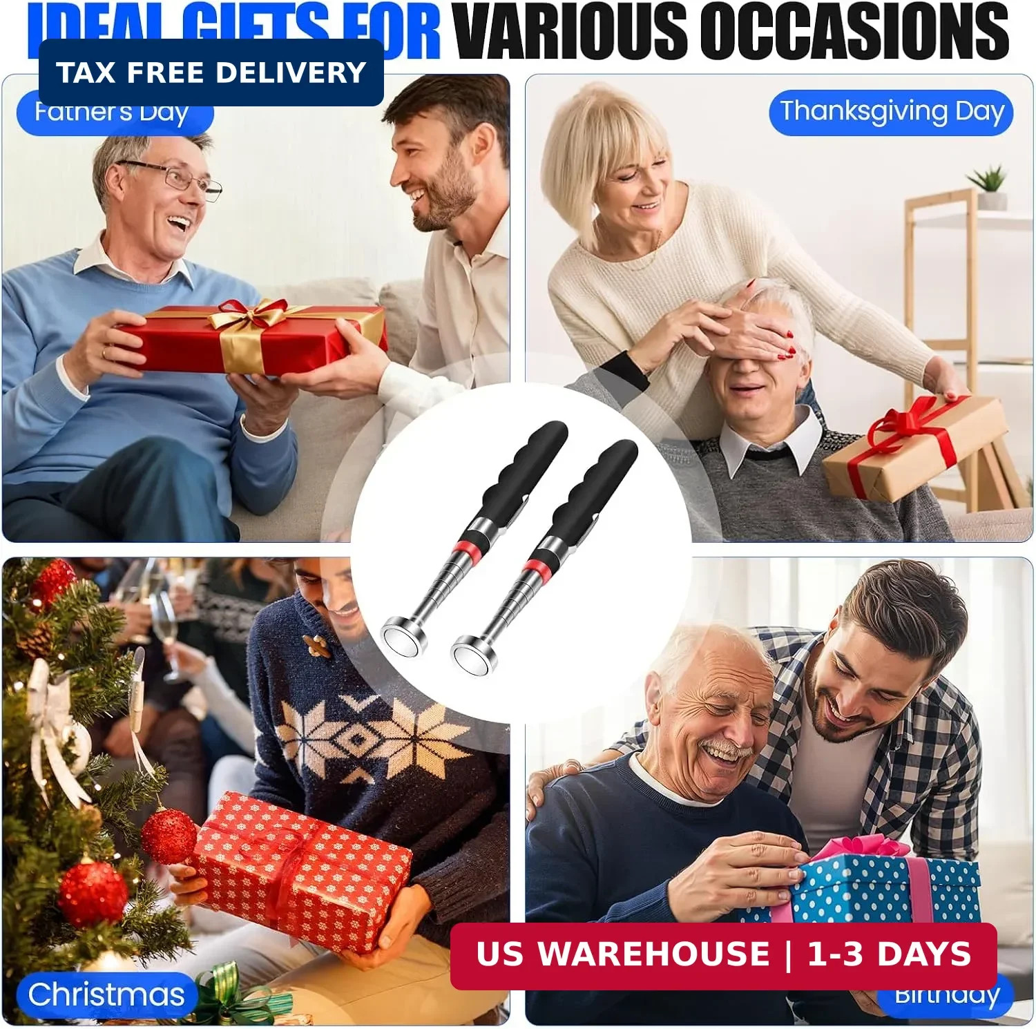 2PCS Telescoping Magnetic Pickup Tool with 40lb Pull Force, 30in Telescopic Stro