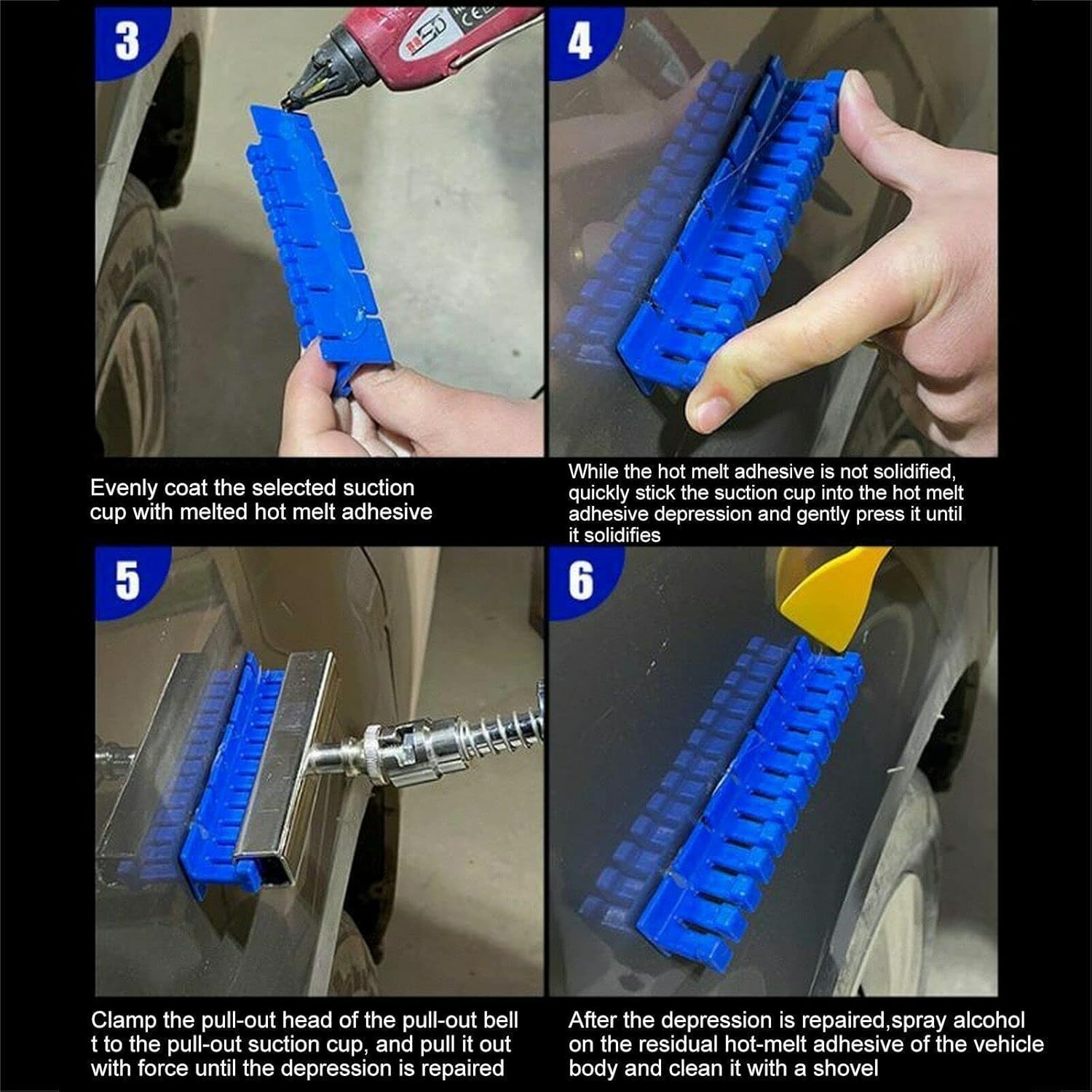 6-Piece Nylon Paintless Glue Puller Tabs for Quick Dent Repair - Auto Tool Kit
