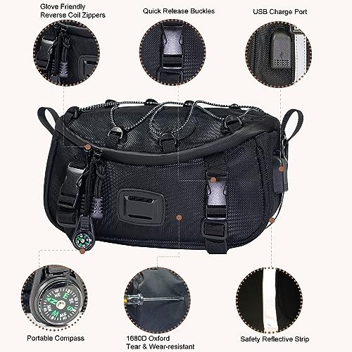 Universal Motorcycle Bag, Black Motorcycle Handlebar Bag Tool Bag Front Fork