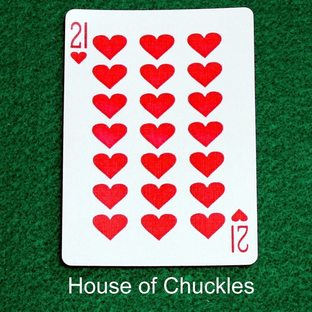21 of Hearts, Bicycle Printed Gaff Card, Red