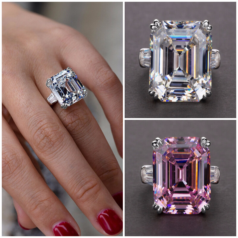 Gorgeous Women Wedding Jewelry Pink/Cubic Zircon 925 Silver Plated Ring Sz 6-10
