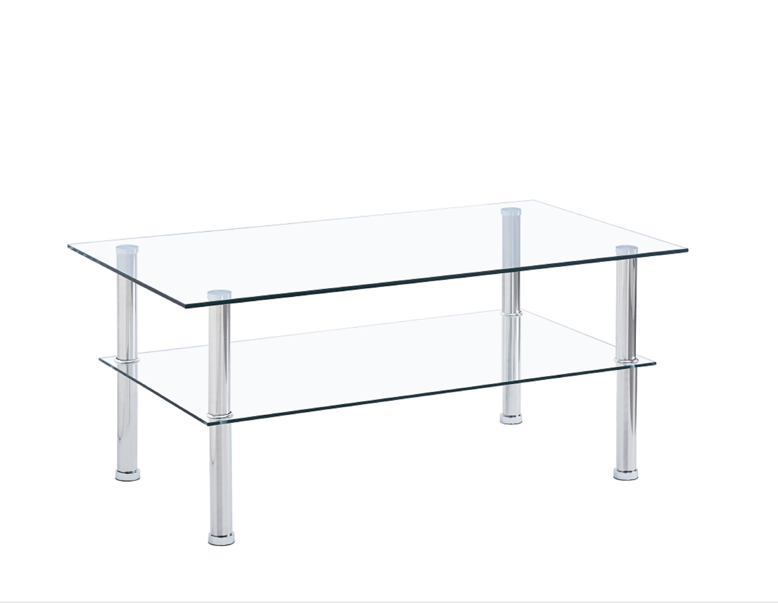2-Layer Space Coffee Table ,Modern Sofa table with Storage Shelve for Living Roo
