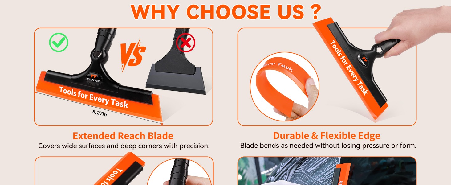 Window Tint Squeegee 8.3-Inch Silicone Squeegee for Car Windows, Window Tint