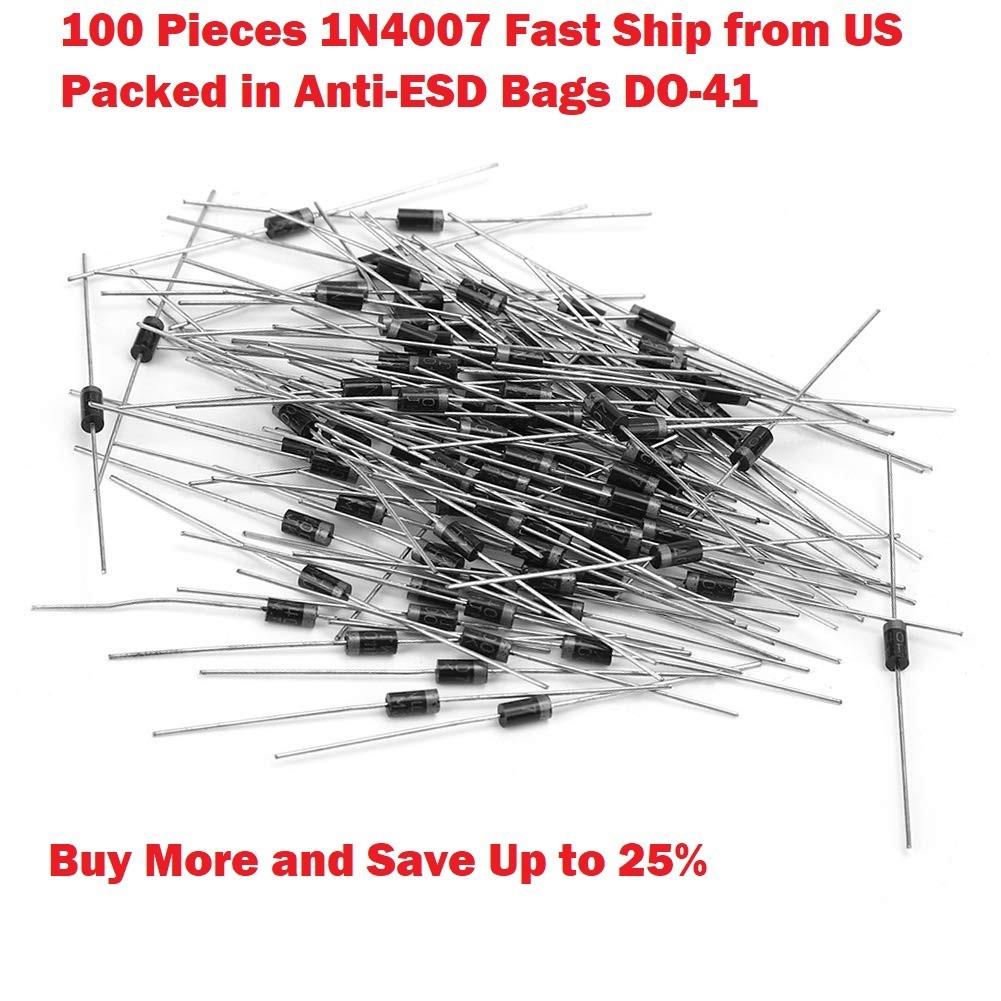 100pcs 1N4007 Rectifier Diode 1A DO-41 1amp 1000 Volt 1A Ships from US