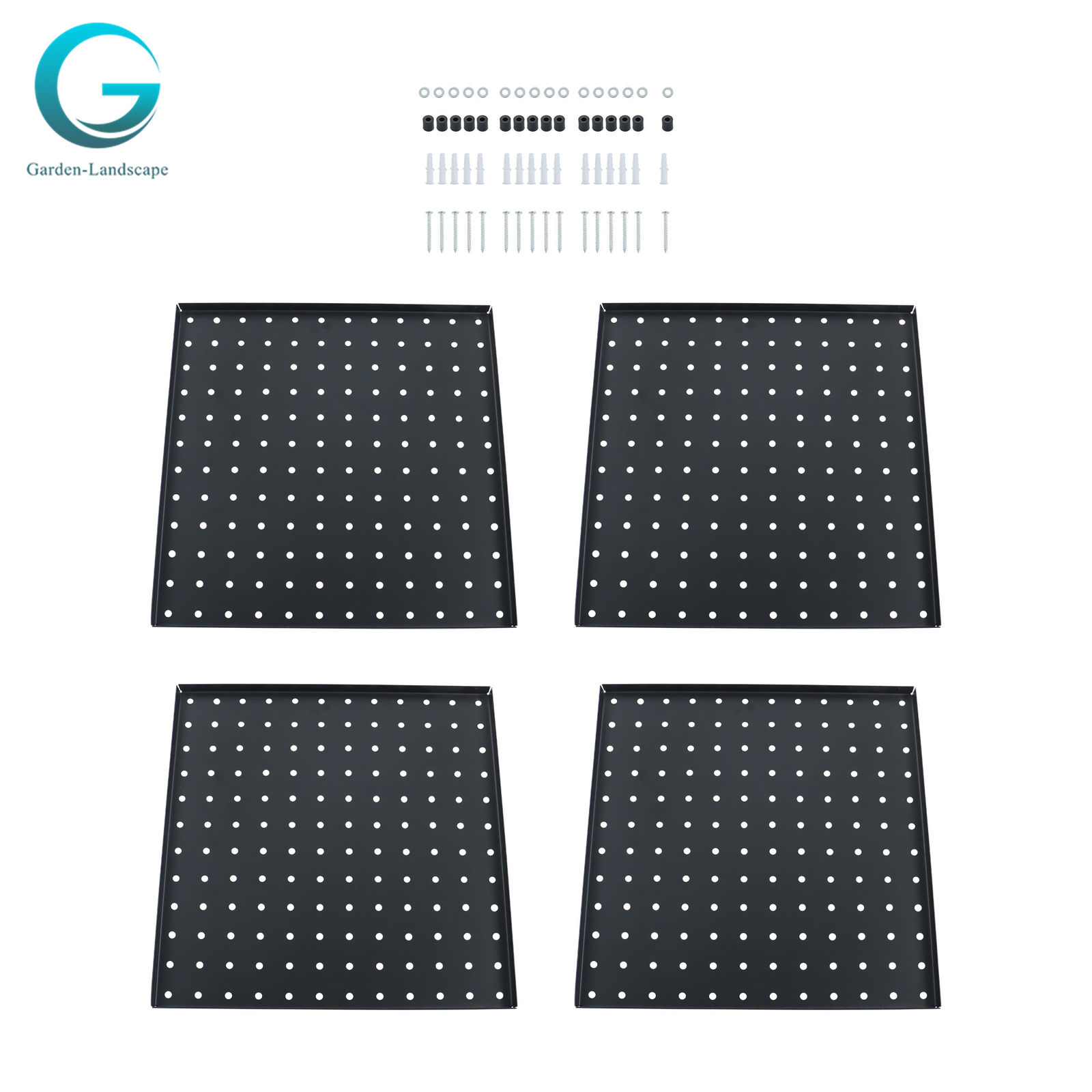4 Pack Portable Black Metal Pegboards Wall Organizer Panel Storage Hanger Tool