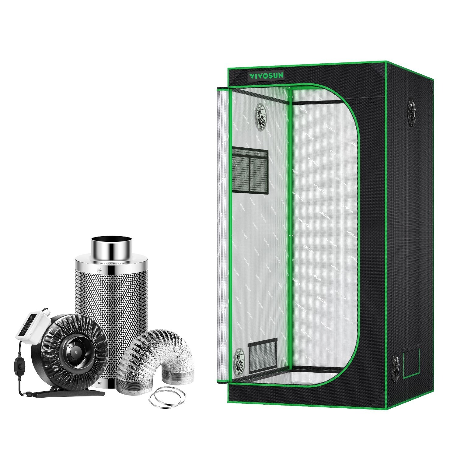 VIVOSUN Grow Tent 36"x36"x72" with 4" Inline Fan Hydroponic Ventilation kit