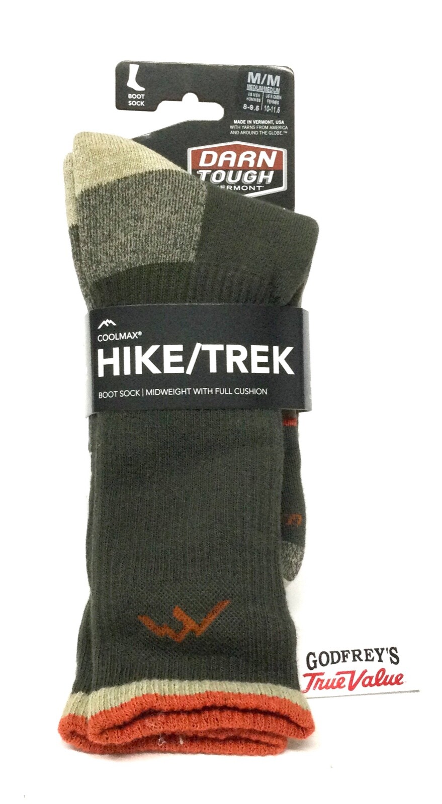 Darn Tough 1933 OLIVE Coolmax Mens Boot socks M L XL Hike Work Full CUSHION NICE