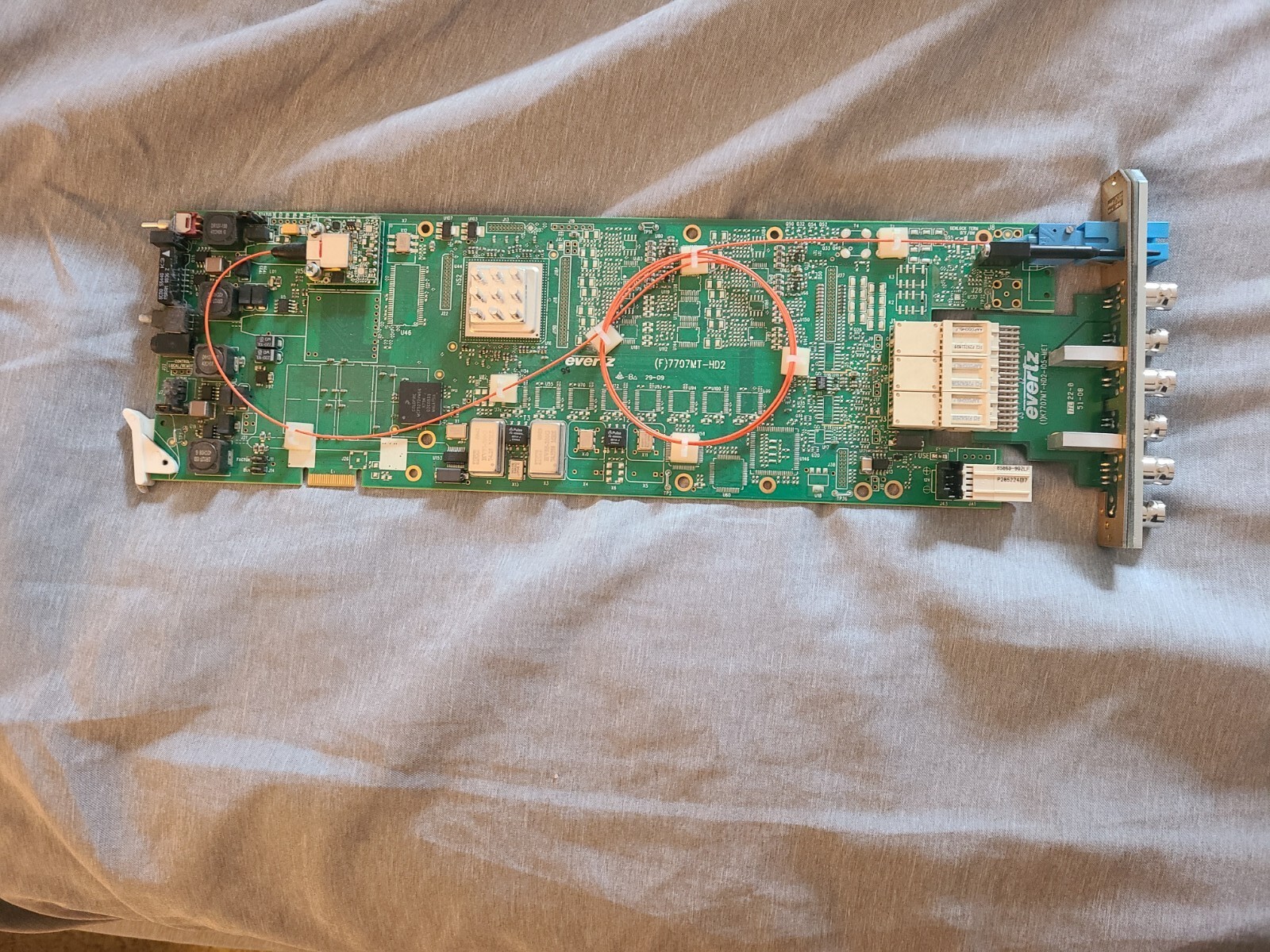 Evertz 7707MT 7707VAR-U-HD  FIBRE  CARD HDTV w/ 4 Unbalanced AES Audio  Receiver