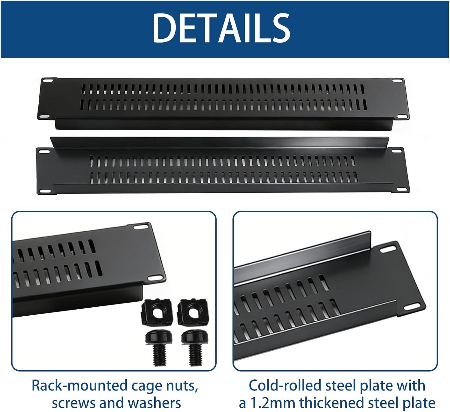 2 pack 2U Vented Blank Rack Mount Panel Spacer for 19" Server Cabinet w screws