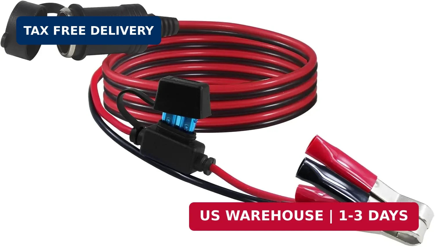 Cigarette Lighter Socket with Battery Alligator Clip - 3FT 12v Car Cigarette Fem