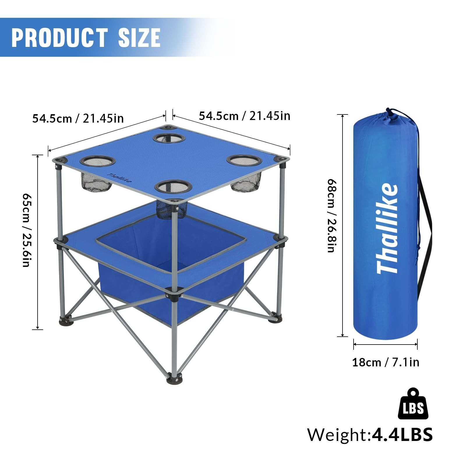 Folding Beach Picnic Table with 4 Cup Holders Portable Tailgating Camping Table
