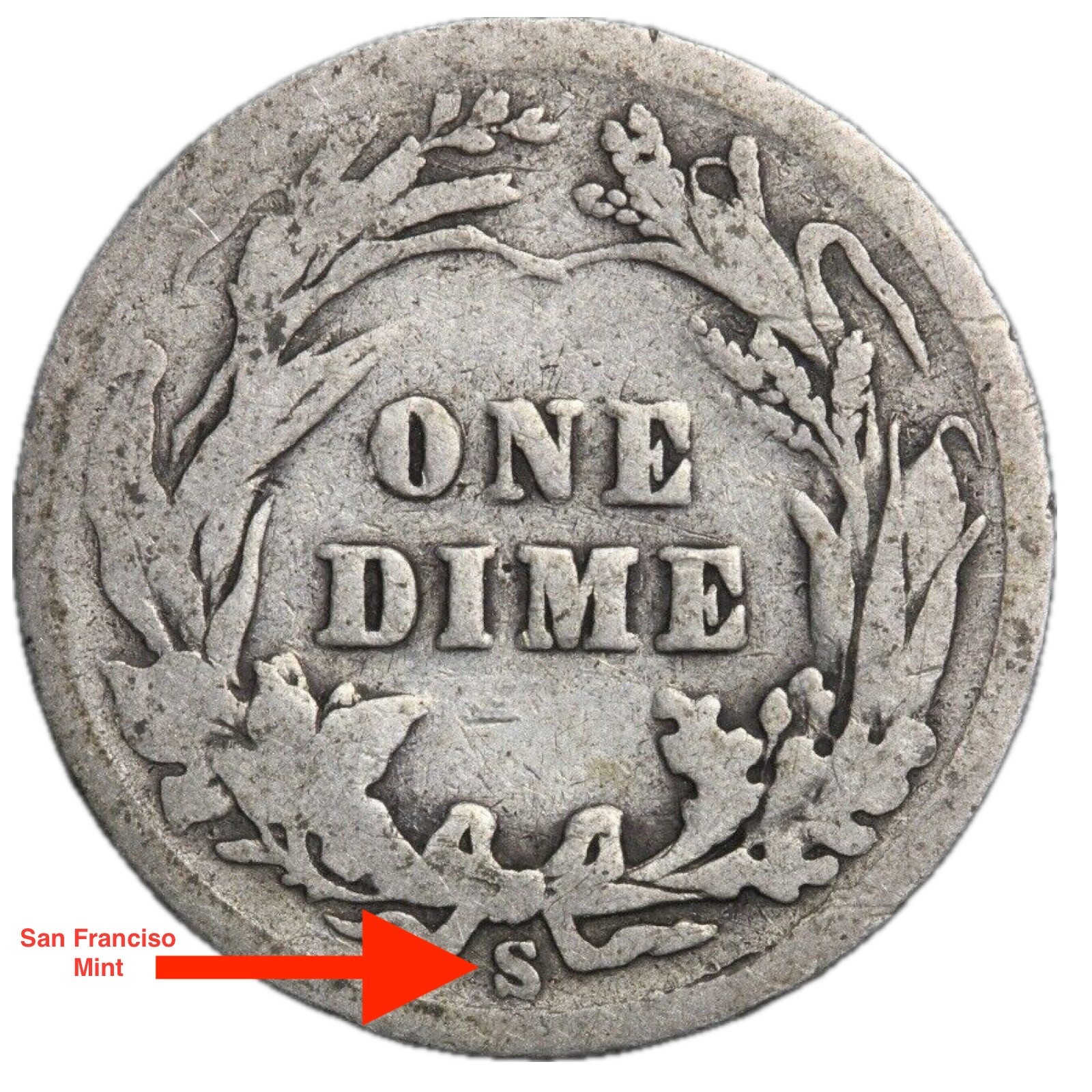 San Francisco “S" Mint Barber Silver Dime Random Date in solid GOOD/VG NICE COIN
