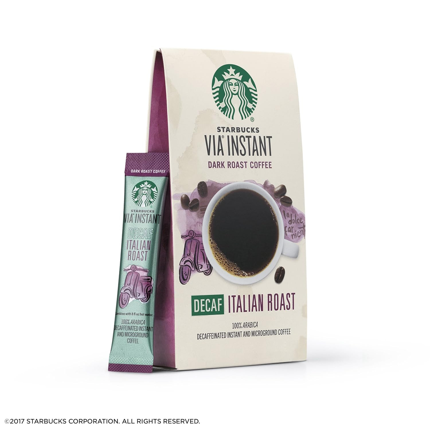 VIA Instant Coffee, Decaf Italian Roast, 7 Count