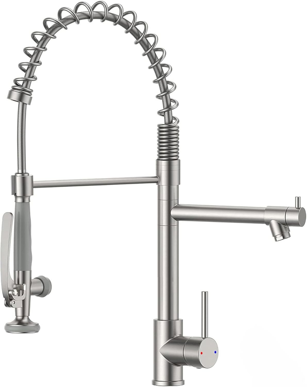 Commercial Pull Down Kitchen Sink Faucet with Sprayer Brushed Nickel,360 Swivel