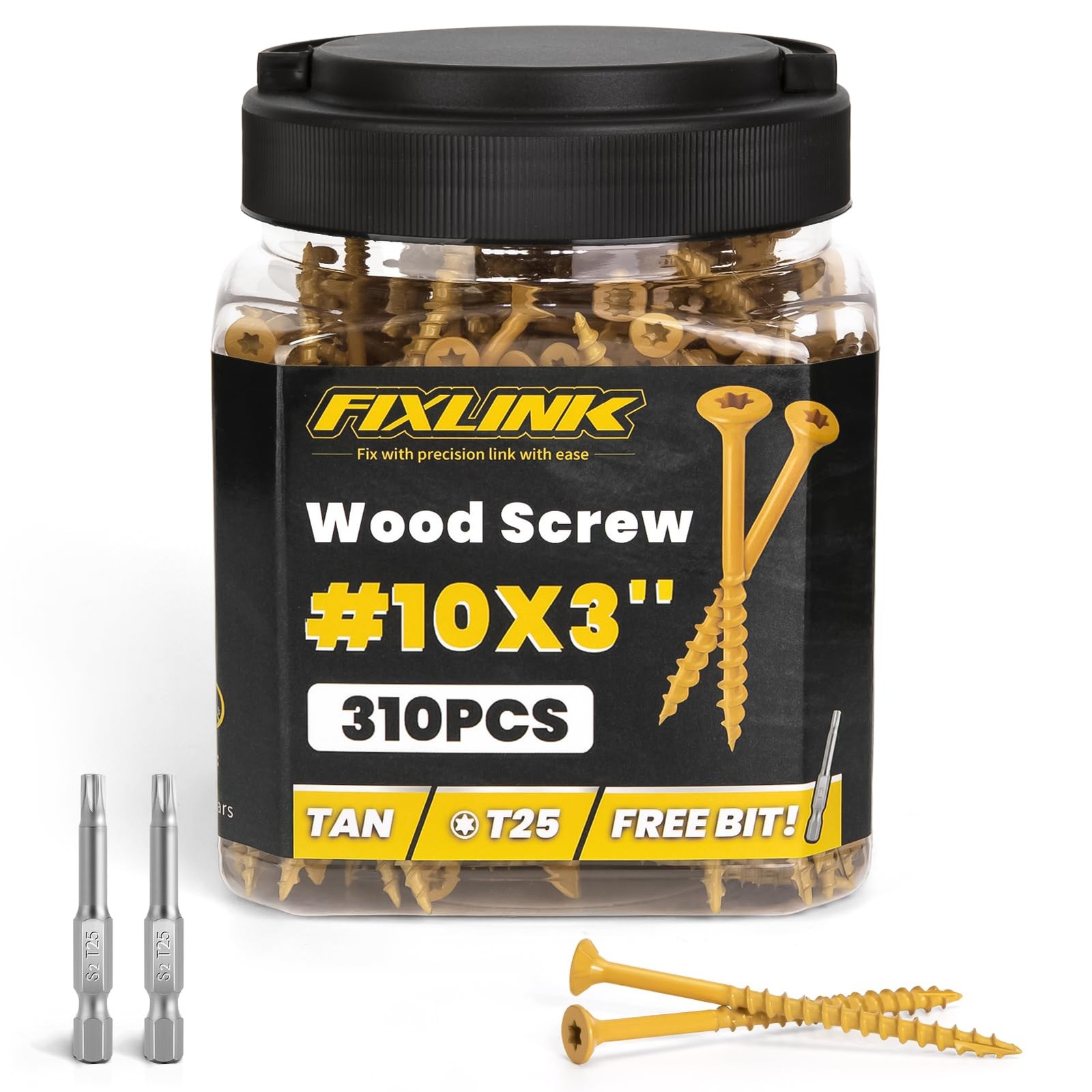Wood Screws 3 Inch, Deck Screws #10 x 3, 310 PCS, Epoxy Coated, T25 Star Bit ...