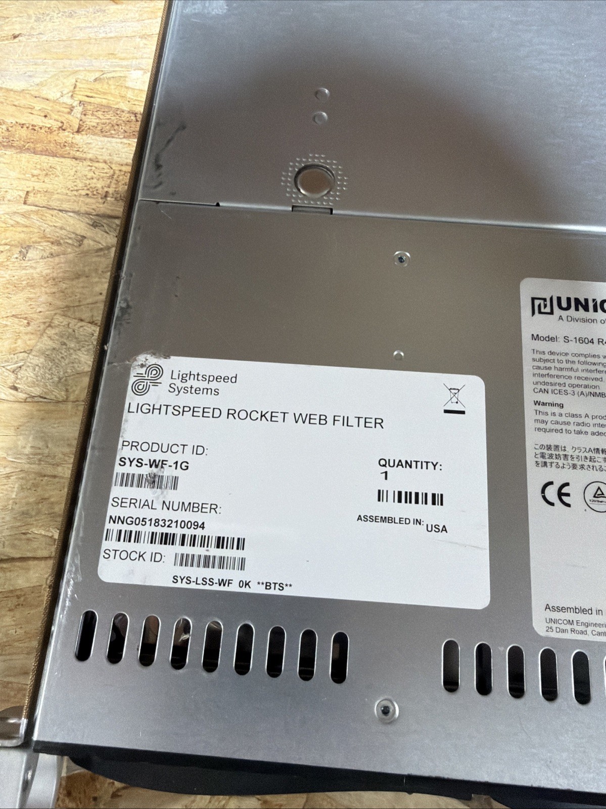 Lightspeed Rocket Web Filter Sys-WF-1G security appliance 1TB HD Unicom S-1604R4