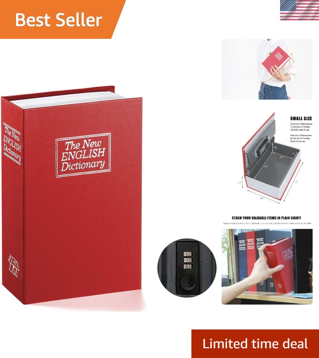 Small Metal Book Safe with Combination Lock - Secure Your Valuables Elegantly