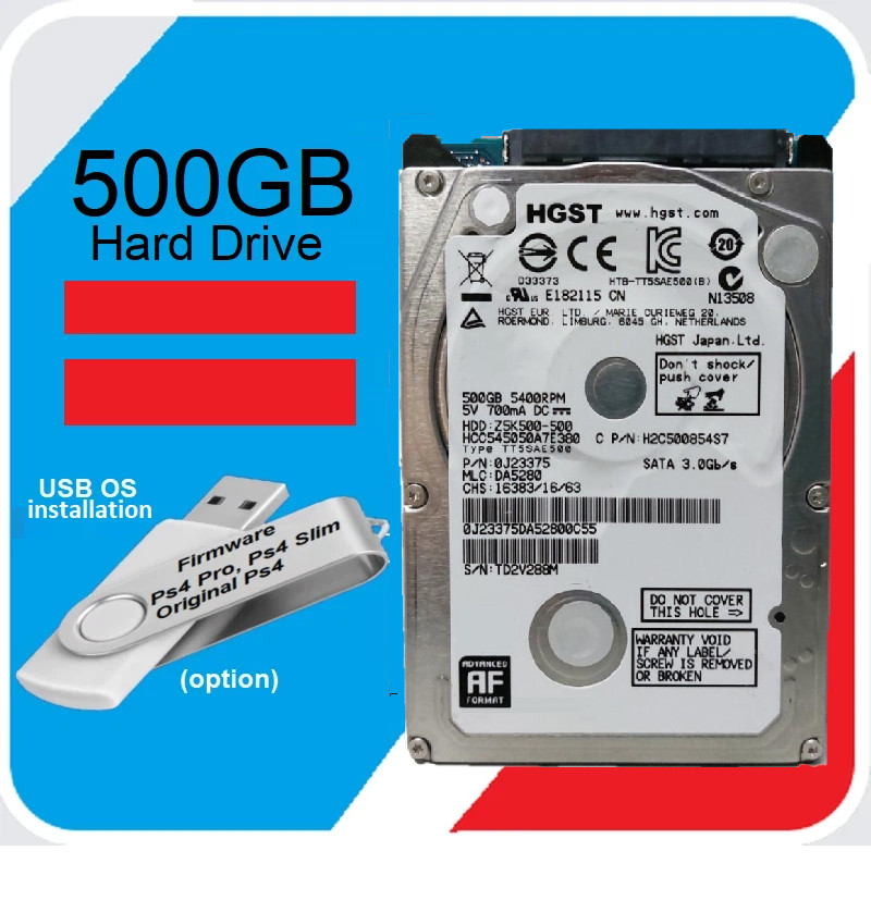 PS4 500GB Internal Hard Drive PS4 Pro, Slim & Original USB Firmware OS  option