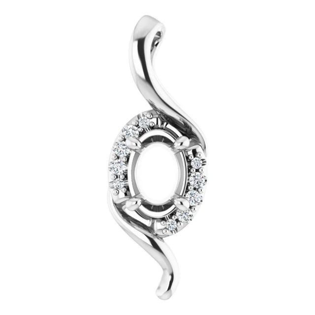 925 Sterling Silver Semi Mount Pendant Setting Oval 7x5mm Blank Mount For Her