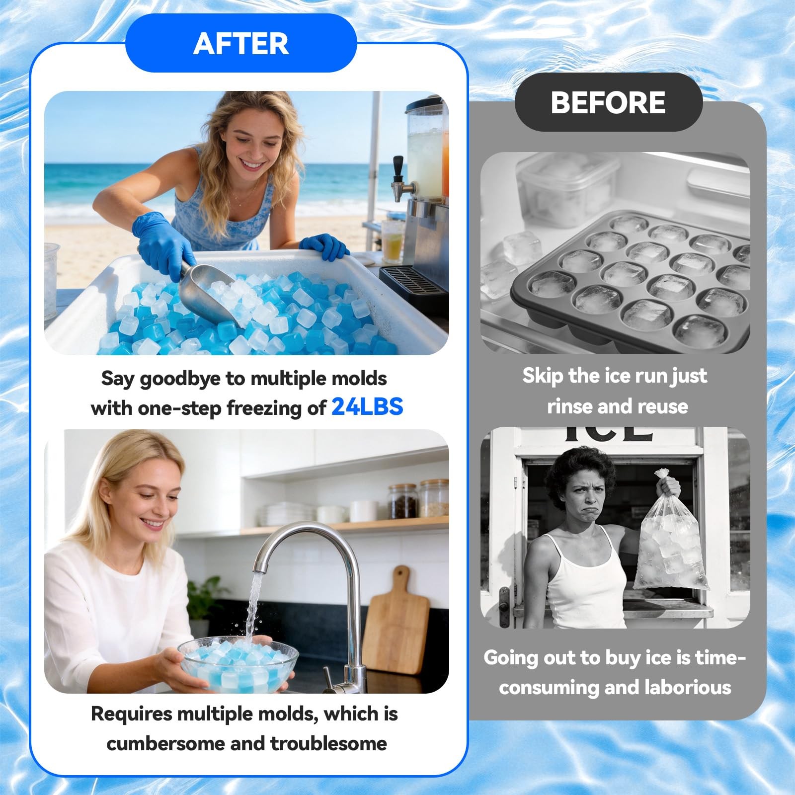 12LBS Reusable Ice Cubes for Ice Bath, BPA-Free Plastic Ice Pack Without Dilu...