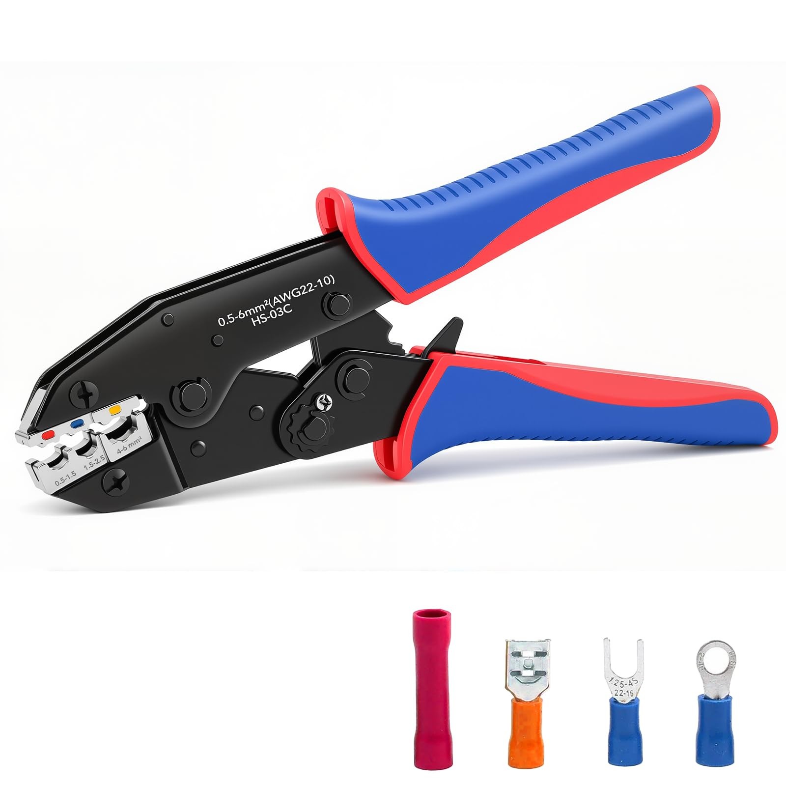 Wire Crimping Tool Insulated Electrical Connectors AWG 2210 Ratchet Crimper
