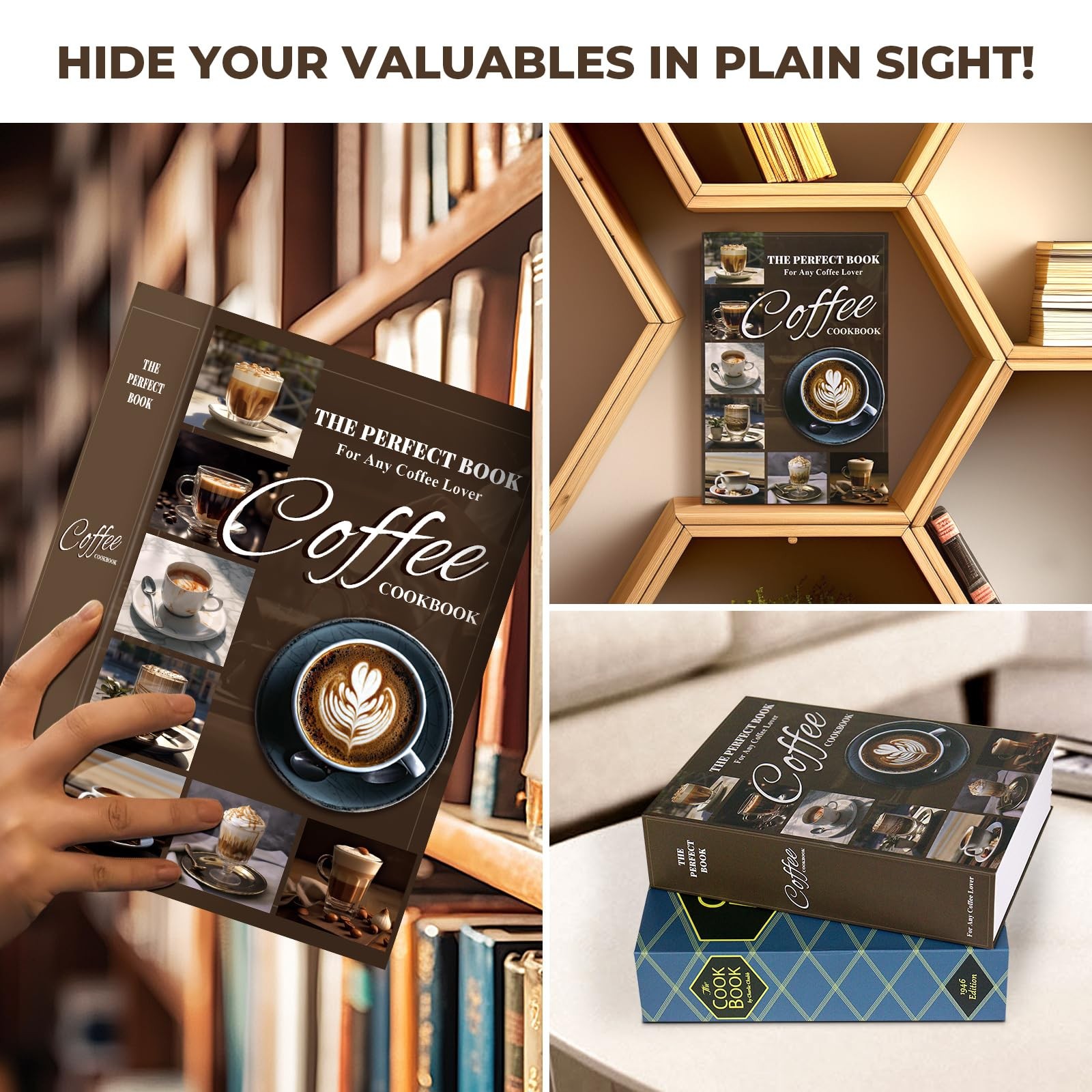 Book Safe Combination Lock Hidden Storage Box Fireproof Bag Coffee Diversion