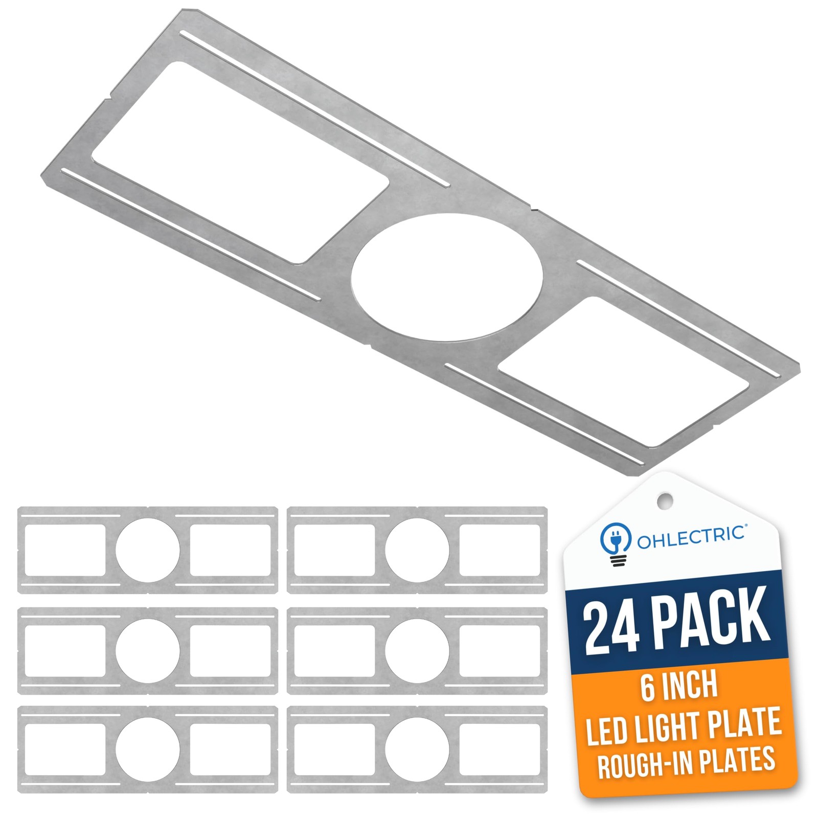 OHLECTRIC 24 Pack – New Construction Mounting Plate for 6 Inch 6 Inch, Silver
