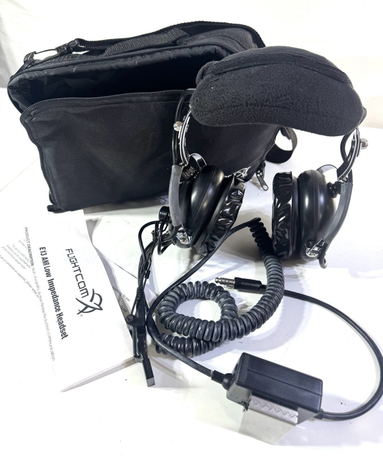 FLIGHTCOM E-13 ANR Active Noise Reduction Military Aviation Pilots Headset