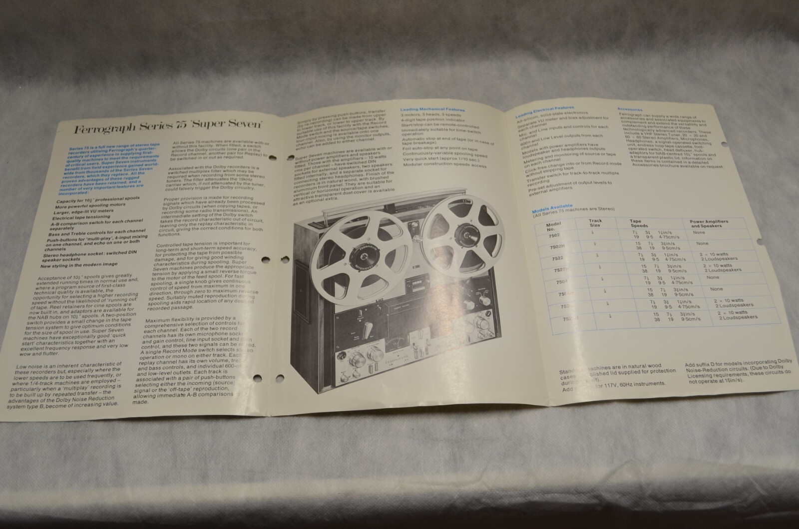 10 Data Sheets/Foldouts- Garrard &1 Foldout- Ferrograph. England. 1970s. Mint-