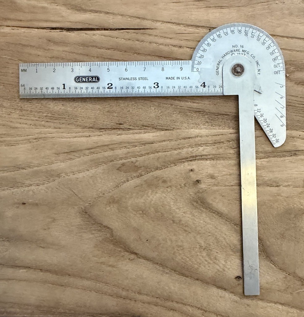 🗽GENERAL No. 16 RULE GAGE PROTRACTOR DRILL POINT CENTER EXCELLENT CONDITION