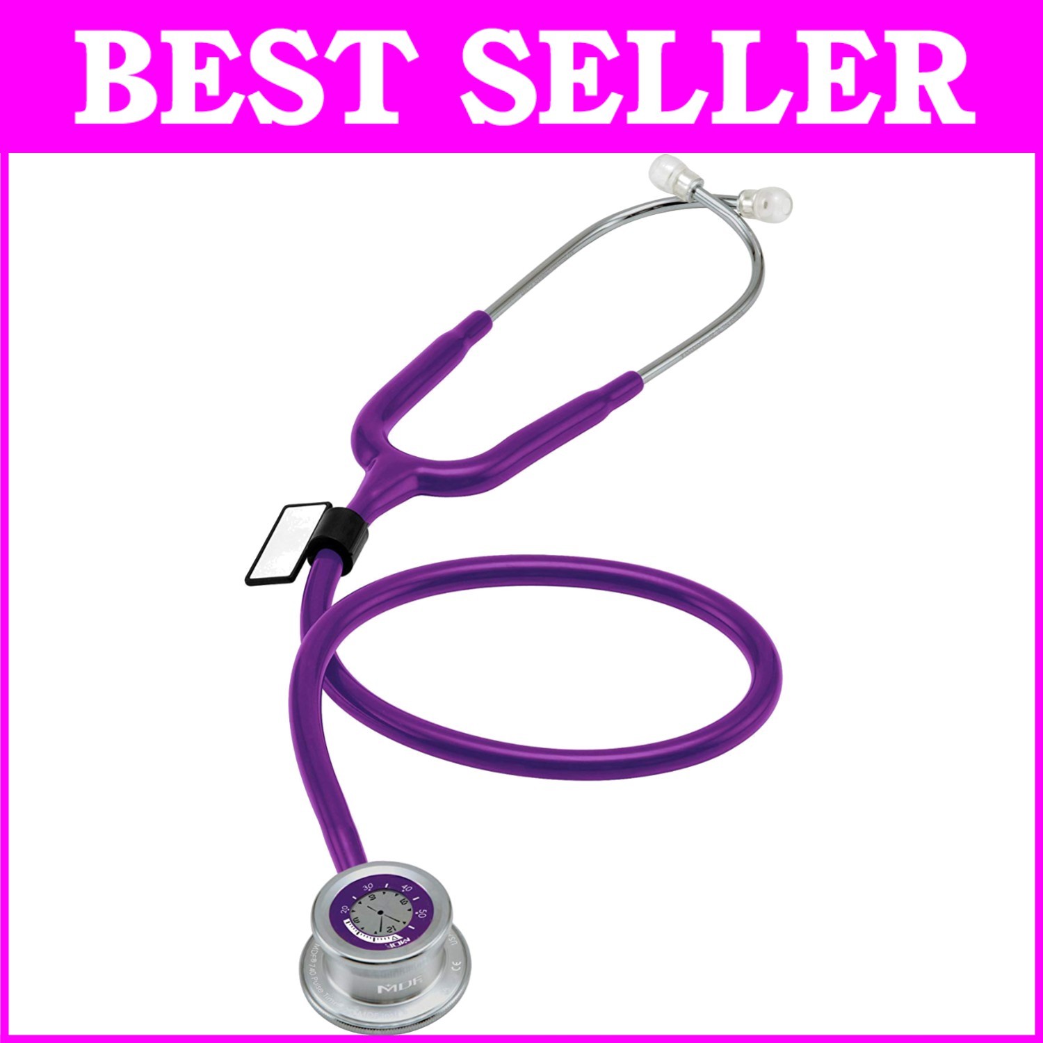 Versatile Digital LCD Clock Stethoscope with Soft Eartips - Purple Excellence