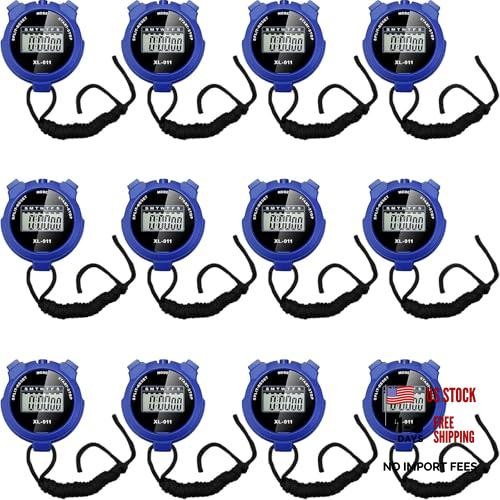Pack of 12 Blue Multi Function Digital Stopwatch Timers with 12 Functions