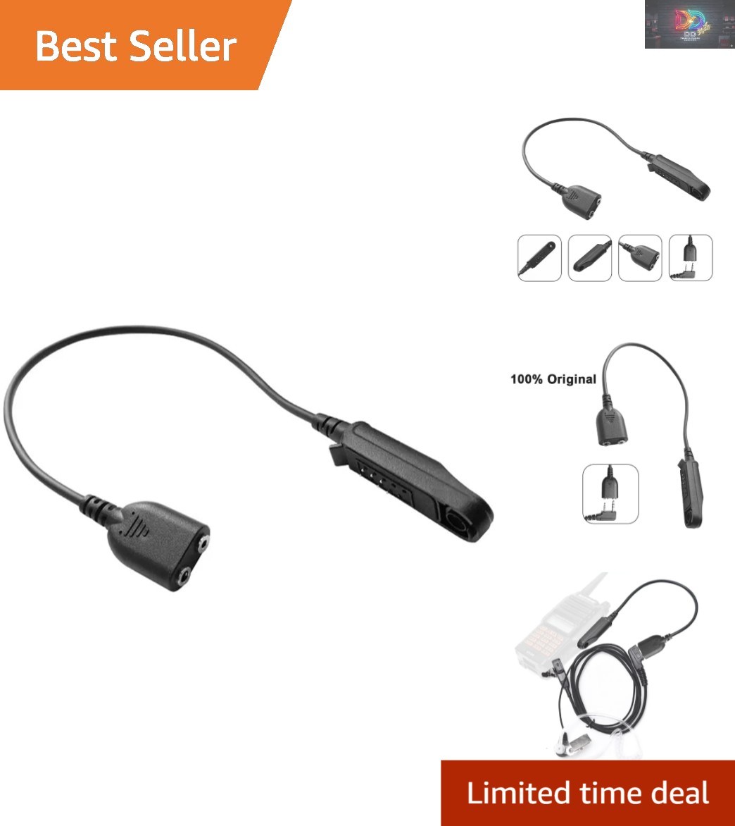 Baofeng 2 Pin K Plug Audio Adapter Cable - 30cm Durable Walkie Talkie Connector