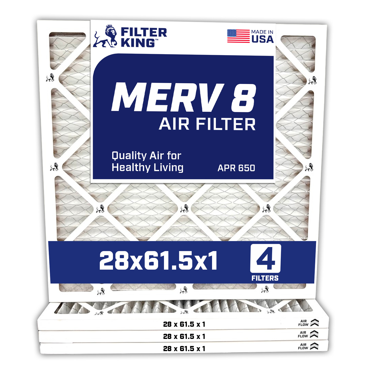 Filter King 28x61.5x1 Air Filter 4-PACK MERV 8 Actual Size 28 x 61.5 x .75"
