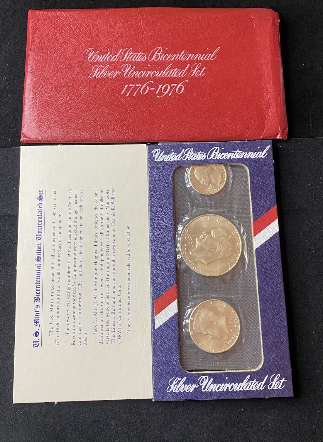 1976-S 40% Silver US Mint 3 Coin Uncirculated Set COA OGP Free Shipping