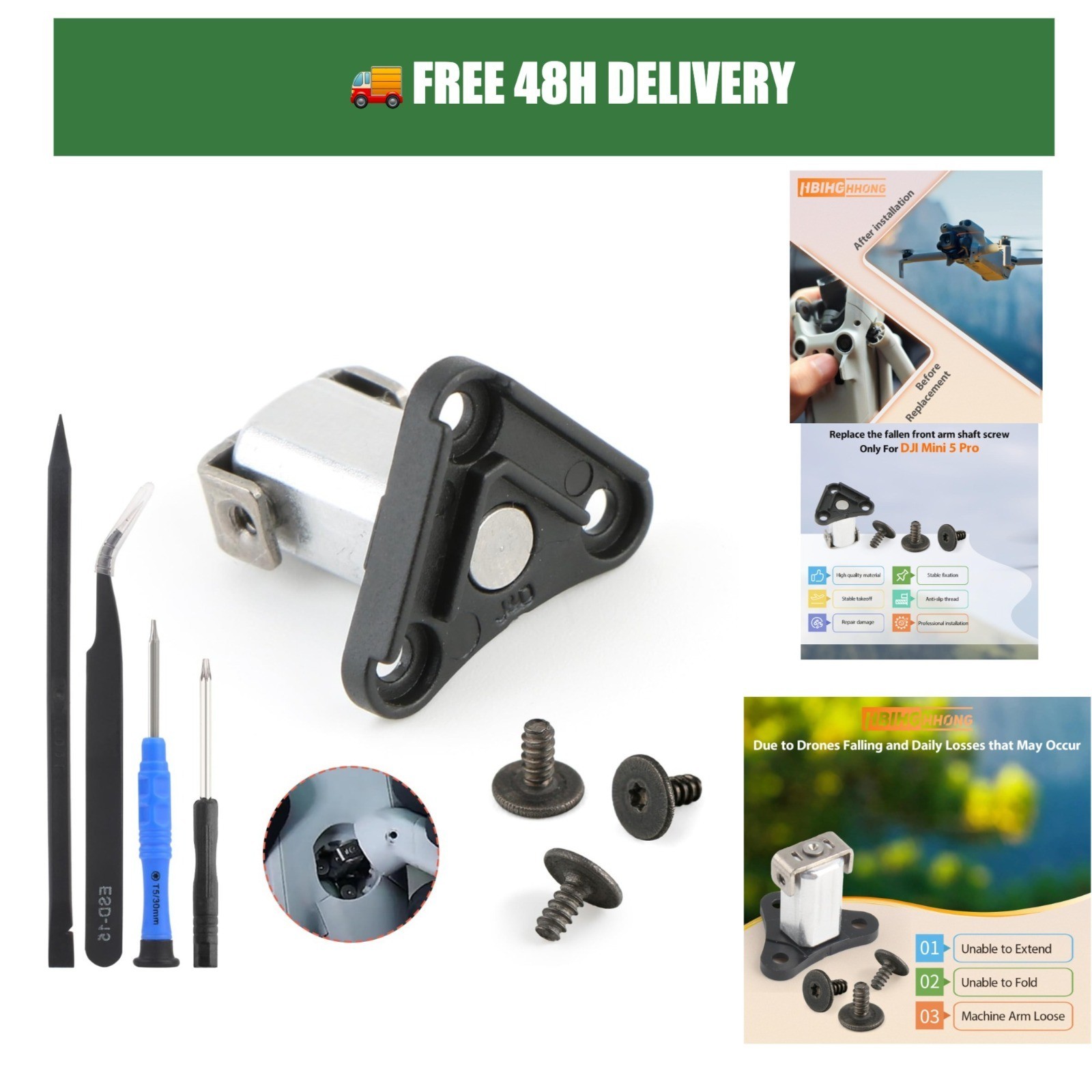 DJI Mini 5 Pro Front Arm Axis Hinge Screws Repair Tool Kit