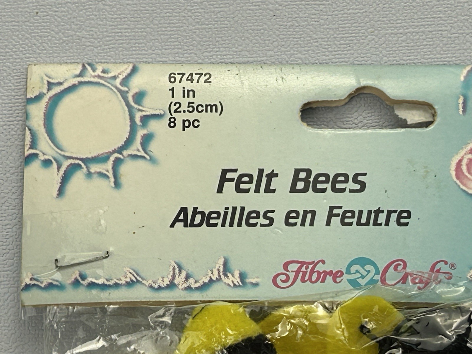 Fibre Craft Felt Bees 1” Craft Embellishments 8pc Open Pack Missing 1