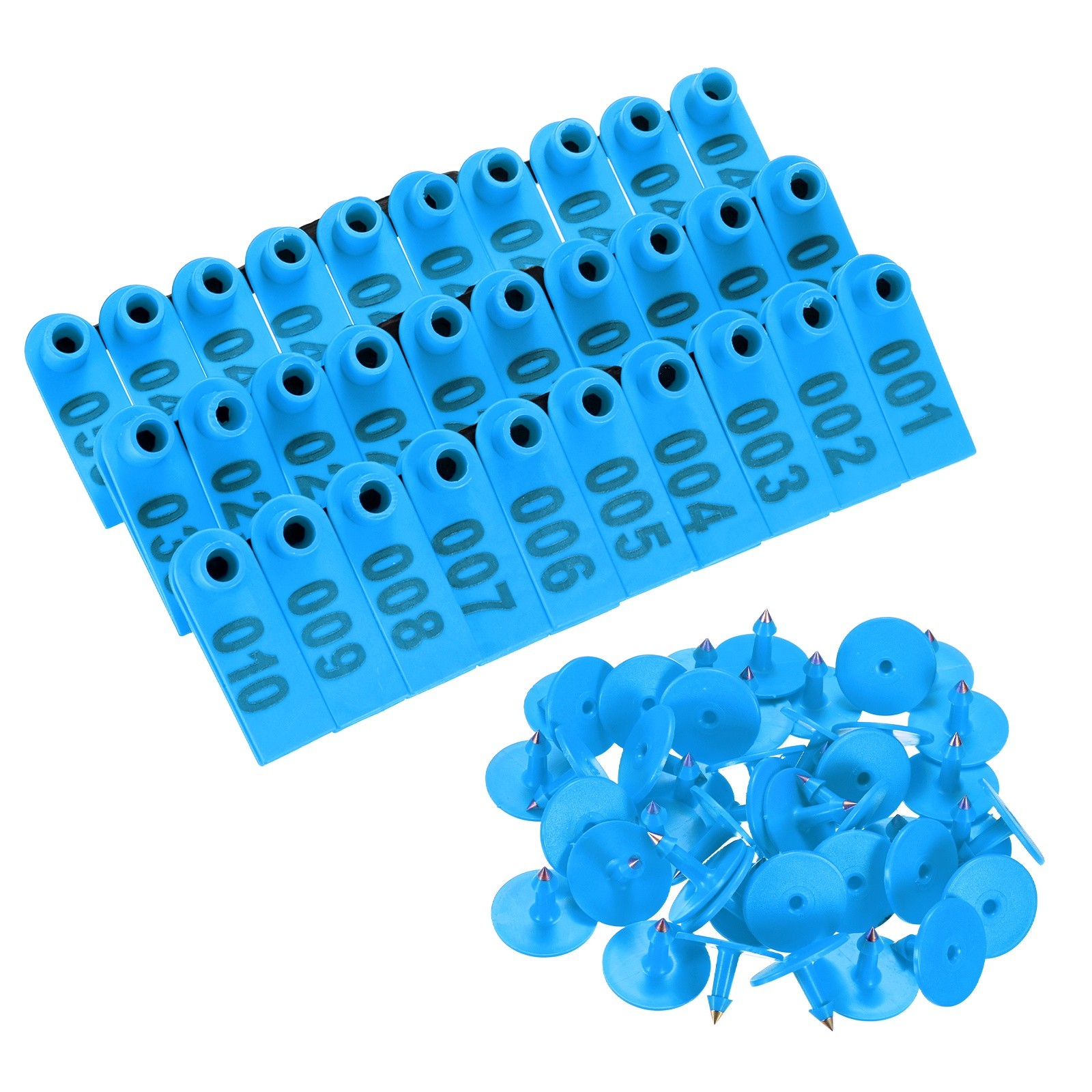 50-Pack Sheep Ear Tags 001-050 Number, TPU Livestock Ear Tags [Blue]