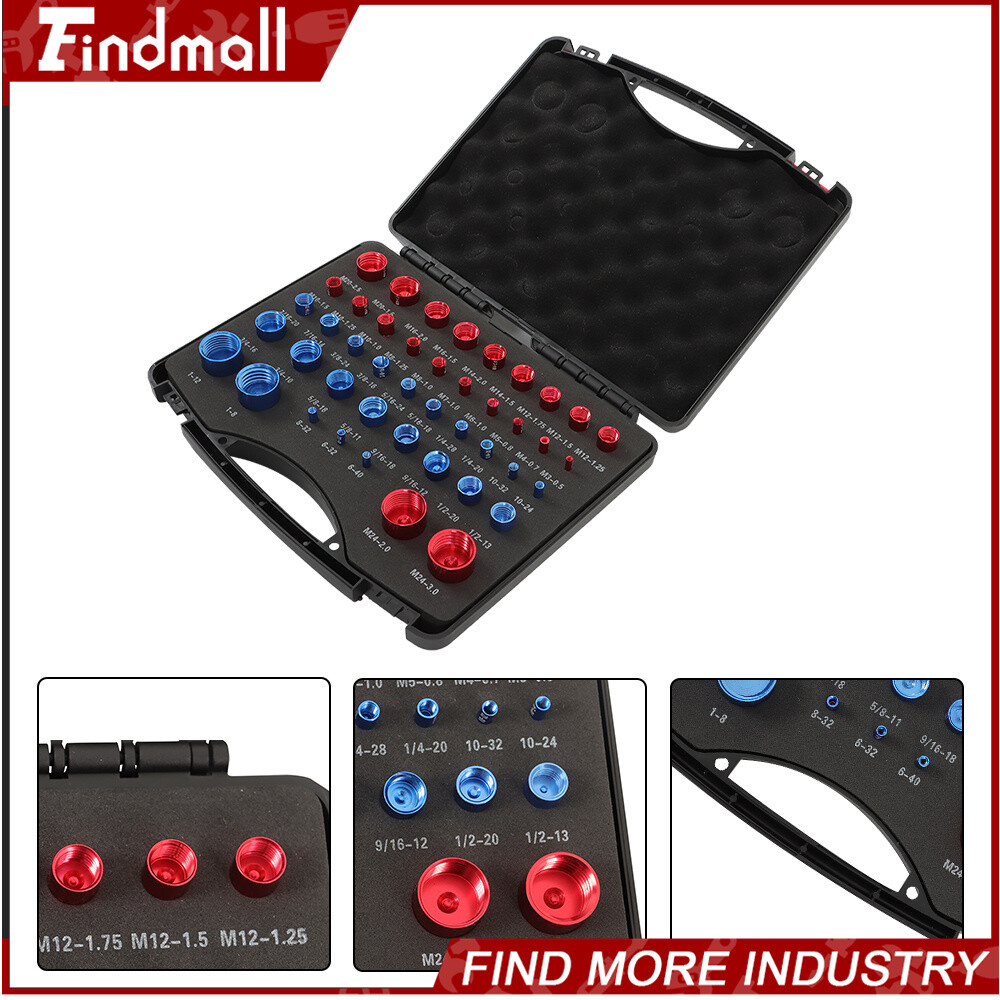 Findmall 44Pcs Inch & Metric Nut Bolt Thread Checker Identifier Thread Gauge Box