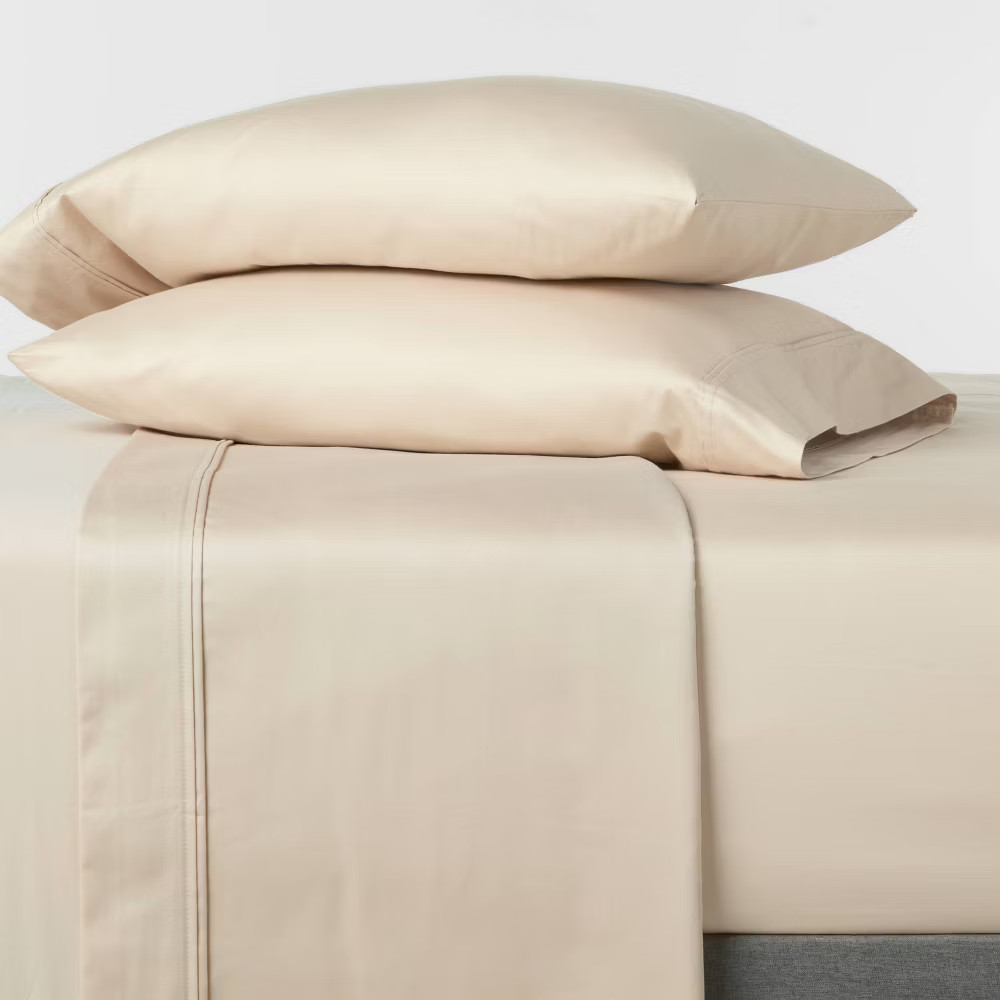 King Solid Performance 400 Thread Count Sheet Set True Khaki - Threshold: