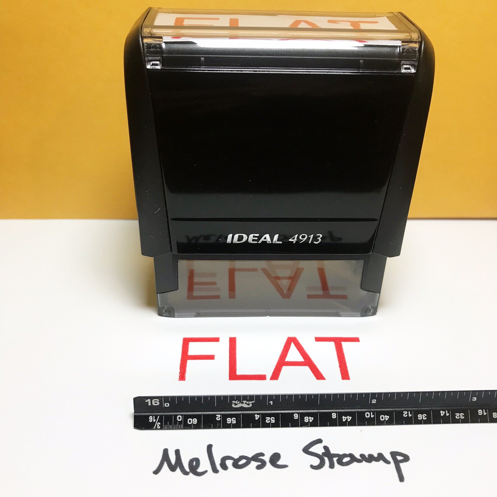 Flat Rubber Stamp Red Ink Self Inking Ideal 4913 Large